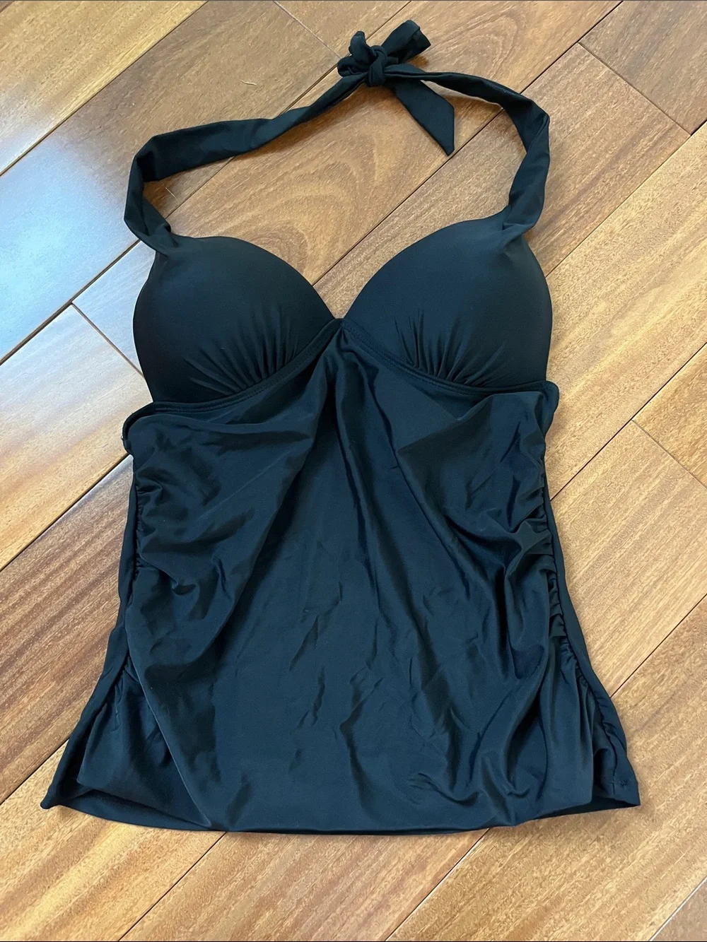 Women’s Black Halter Tankini Top - Sleek Swim Cover